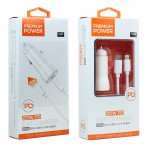 Wholesale iPhone IOS 8PIN Lightning, iPad, Airpods 2in1 20W PD Fast Power Delivery Charger with 3FT USB-C to Lightning Cable (Car - White)